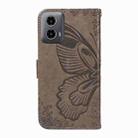 For Motorola Edge Moto G34 Swallowtail Butterfly Embossed Leather Phone Case(Grey) - 3