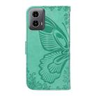 For Motorola Edge Moto G34 Swallowtail Butterfly Embossed Leather Phone Case(Green) - 3