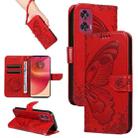 For Motorola Edge 50 Fusion Swallowtail Butterfly Embossed Leather Phone Case(Red) - 1