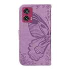For Motorola Edge 50 Fusion Swallowtail Butterfly Embossed Leather Phone Case(Purple) - 3