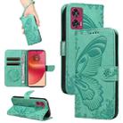 For Motorola Edge 50 Fusion Swallowtail Butterfly Embossed Leather Phone Case(Green) - 1