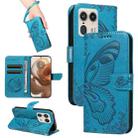 For Motorola Edge 50 Ultra Swallowtail Butterfly Embossed Leather Phone Case(Blue) - 1