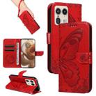 For Motorola Edge 50 Ultra Swallowtail Butterfly Embossed Leather Phone Case(Red) - 1