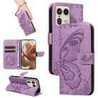 For Motorola Edge 50 Ultra Swallowtail Butterfly Embossed Leather Phone Case(Purple) - 1