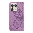 For Motorola Edge 50 Ultra Swallowtail Butterfly Embossed Leather Phone Case(Purple) - 3