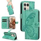 For Motorola Edge 50 Ultra Swallowtail Butterfly Embossed Leather Phone Case(Green) - 1