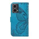 For Motorola Moto G85 Swallowtail Butterfly Embossed Leather Phone Case(Blue) - 3