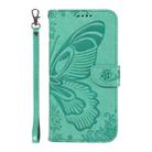 For Motorola Moto G85 Swallowtail Butterfly Embossed Leather Phone Case(Green) - 2