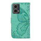 For Motorola Moto G85 Swallowtail Butterfly Embossed Leather Phone Case(Green) - 3