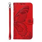 For Motorola Edge 50 5G Swallowtail Butterfly Embossed Leather Phone Case(Red) - 2