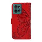 For Motorola Edge 50 5G Swallowtail Butterfly Embossed Leather Phone Case(Red) - 3