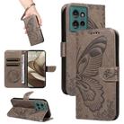 For Motorola Edge 50 5G Swallowtail Butterfly Embossed Leather Phone Case(Grey) - 1