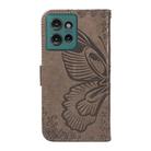 For Motorola Edge 50 5G Swallowtail Butterfly Embossed Leather Phone Case(Grey) - 3