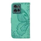 For Motorola Edge 50 5G Swallowtail Butterfly Embossed Leather Phone Case(Green) - 3