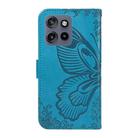 For Motorola Edge 50 Neo Swallowtail Butterfly Embossed Leather Phone Case(Blue) - 3