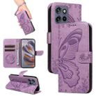 For Motorola Edge 50 Neo Swallowtail Butterfly Embossed Leather Phone Case(Purple) - 1