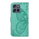 For Motorola Edge 50 Neo Swallowtail Butterfly Embossed Leather Phone Case(Green) - 3