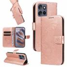 For Motorola Edge 50 Neo Swallowtail Butterfly Embossed Leather Phone Case(Rose Gold) - 1