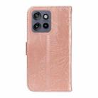 For Motorola Edge 50 Neo Swallowtail Butterfly Embossed Leather Phone Case(Rose Gold) - 3