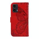 For Motorola Moto G35 Swallowtail Butterfly Embossed Leather Phone Case(Red) - 3