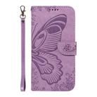For Motorola Moto G35 Swallowtail Butterfly Embossed Leather Phone Case(Purple) - 2