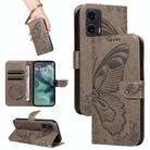 For Motorola Moto G35 Swallowtail Butterfly Embossed Leather Phone Case(Grey) - 1