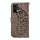 For Motorola Moto G35 Swallowtail Butterfly Embossed Leather Phone Case(Grey) - 3