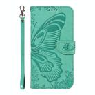 For Motorola Moto G35 Swallowtail Butterfly Embossed Leather Phone Case(Green) - 2