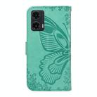 For Motorola Moto G35 Swallowtail Butterfly Embossed Leather Phone Case(Green) - 3