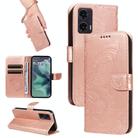 For Motorola Moto G35 Swallowtail Butterfly Embossed Leather Phone Case(Rose Gold) - 1