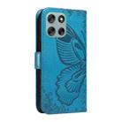 For Motorola Moto G56 5G Swallowtail Butterfly Embossed Leather Phone Case(Blue) - 3