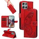 For Motorola Moto G56 5G Swallowtail Butterfly Embossed Leather Phone Case(Red) - 1