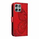 For Motorola Moto G56 5G Swallowtail Butterfly Embossed Leather Phone Case(Red) - 3