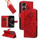 For Huawei nova 11 SE 4G Swallowtail Butterfly Embossed Leather Phone Case(Red) - 1