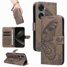 For Huawei nova 11 SE 4G Swallowtail Butterfly Embossed Leather Phone Case(Grey) - 1