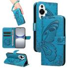 For Huawei nova 11 5G / 12s 4G Swallowtail Butterfly Embossed Leather Phone Case(Blue) - 1