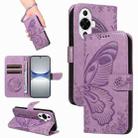 For Huawei nova 11 5G / 12s 4G Swallowtail Butterfly Embossed Leather Phone Case(Purple) - 1