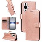 For Huawei nova 11 5G / 12s 4G Swallowtail Butterfly Embossed Leather Phone Case(Rose Gold) - 1