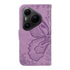 For Huawei Pura 80 Pro 5G Swallowtail Butterfly Embossed Leather Phone Case(Purple) - 3