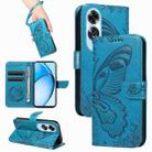 For OPPO A60 4G Swallowtail Butterfly Embossed Leather Phone Case(Blue) - 1