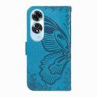 For OPPO A60 4G Swallowtail Butterfly Embossed Leather Phone Case(Blue) - 3