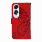 For OPPO A60 4G Swallowtail Butterfly Embossed Leather Phone Case(Red) - 3