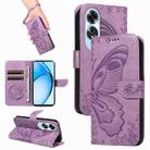 For OPPO A60 4G Swallowtail Butterfly Embossed Leather Phone Case(Purple) - 1