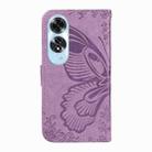 For OPPO A60 4G Swallowtail Butterfly Embossed Leather Phone Case(Purple) - 3