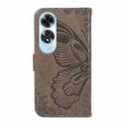 For OPPO A60 4G Swallowtail Butterfly Embossed Leather Phone Case(Grey) - 3