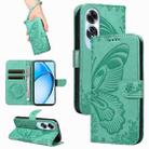 For OPPO A60 4G Swallowtail Butterfly Embossed Leather Phone Case(Green) - 1