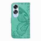 For OPPO A60 4G Swallowtail Butterfly Embossed Leather Phone Case(Green) - 3