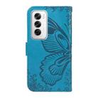 For OPPO Reno12 5G Global Swallowtail Butterfly Embossed Leather Phone Case(Blue) - 3