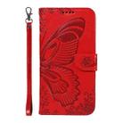 For OPPO Reno12 5G Global Swallowtail Butterfly Embossed Leather Phone Case(Red) - 2