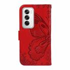 For OPPO Reno12 5G Global Swallowtail Butterfly Embossed Leather Phone Case(Red) - 3